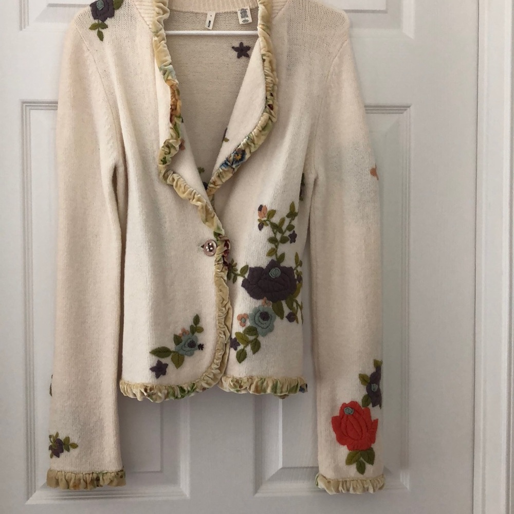 Anthropologie Embroidered Sweeater